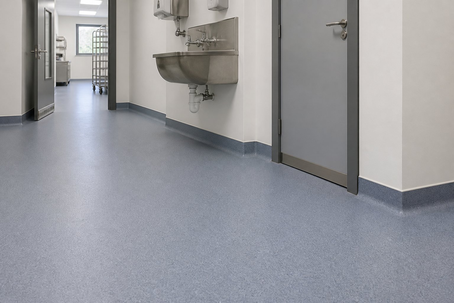 Commercial safety vinyl with coved skirting